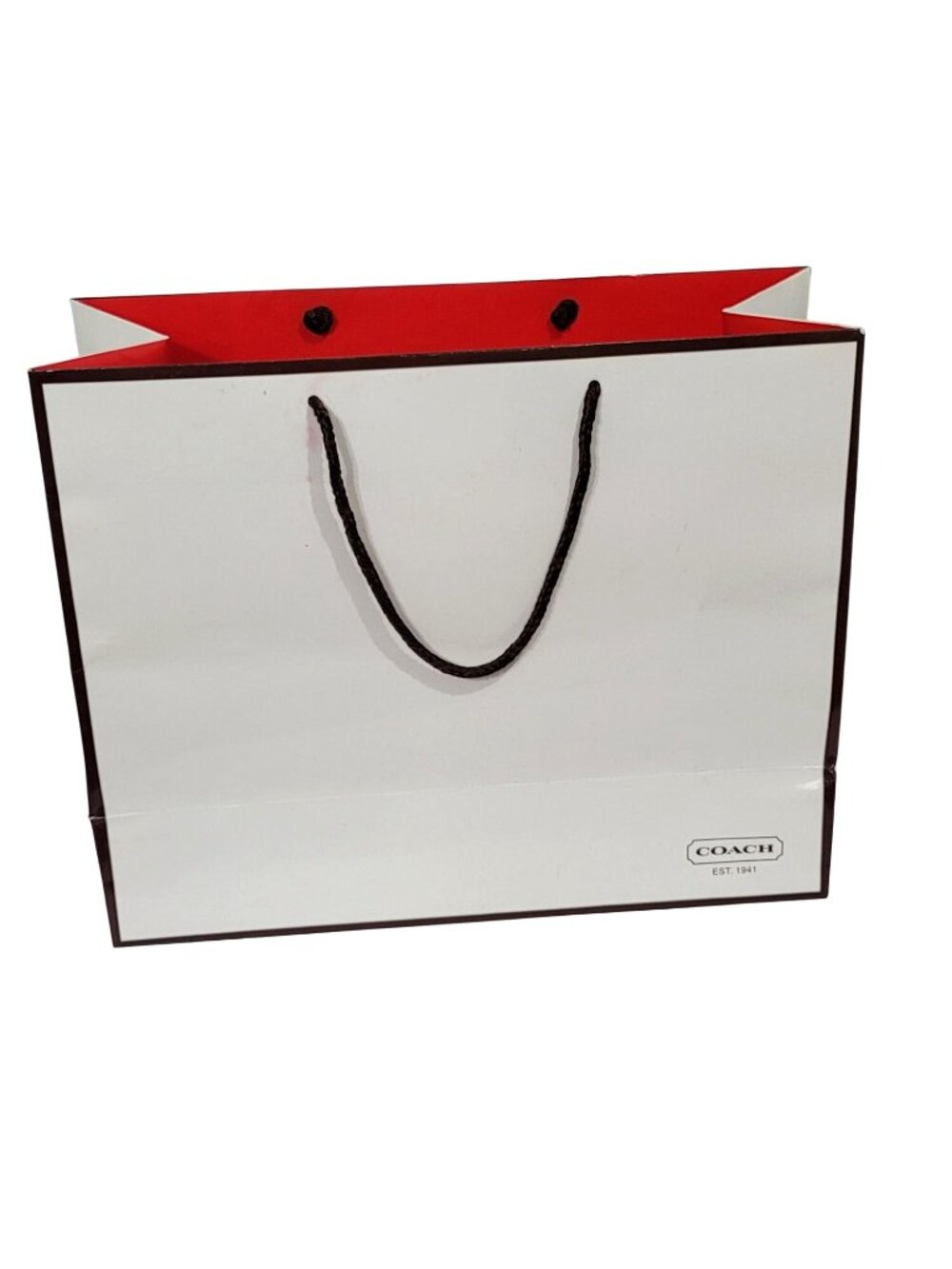 Vintage Coach White & Red Paper Shopping Bag Tote - Picture 4 of 8